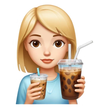 Girl holding a ice coffee sticker