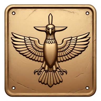 Minimal Faravahar-inspired ancient glyph,
Unicode-like pictogram similar to 𓄂𓆃,
abstract, single-symbol design,
monochrome, flat,
ancient carved sign,
no background, no text sticker