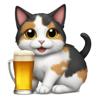 calico cat with a beer belly sticker