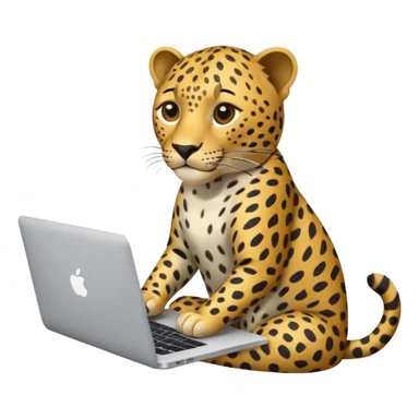 leopard working on a macbook sticker