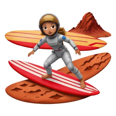 Generate me an emoji of a girl surfing on mars sticker