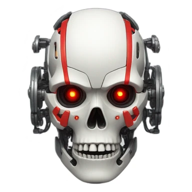 Robotic skull with red touches sticker