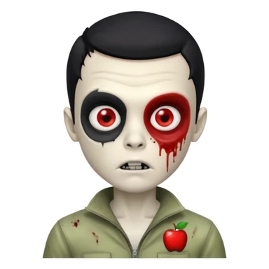 a pretty zombie boy with black hair bearing a resemblance to Ivan from Alien Stage in memoji apple format sticker