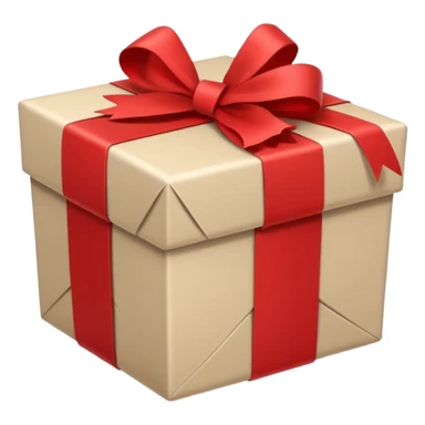 A beige and white christmans gift, with a label that says Rique. sticker