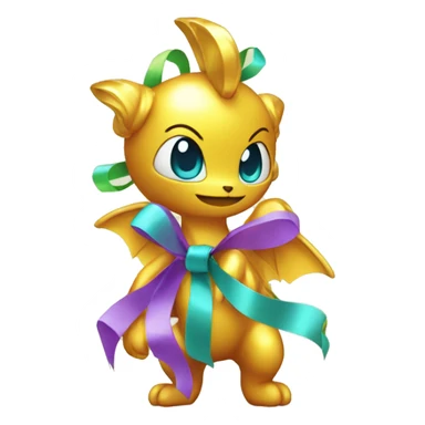 Shiny colorful Fakémon with ribbons sticker