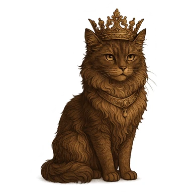 queen cat with elegant crown, noble posture, luxurious details sticker