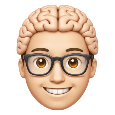 create an emoji of a nerd with an open brain sticker
