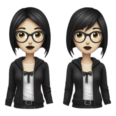 Standing-white-goth-girl-dark-hair-with-glasses sticker