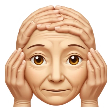 Simple emoji of a face with wrinkles being smoothed by hands,
both hands gently stretching the skin,
wrinkles visible on one part and smooth skin on the other,
clear wrinkle-reducing effect,
simple and easy-to-understand icon,
no beauty or medical elements

 sticker