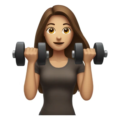 A woman with long brown hair was lifting dumbbells with her hands sticker