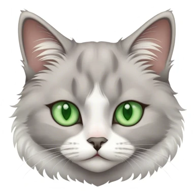 grey white fluffy cat green eyes  sticker