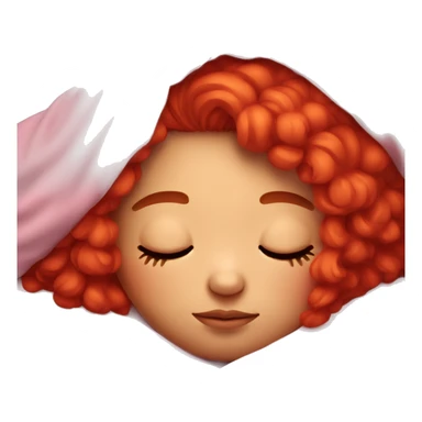 A girl with neon red hair sleeping all comfy and cozy sticker