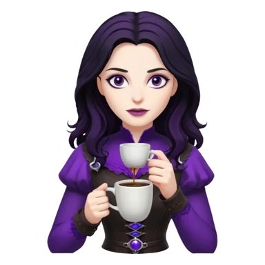 yennefer with purple eyes drinking coffee  sticker