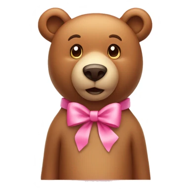 light brown bear with pretty pink bow around neck sticker
