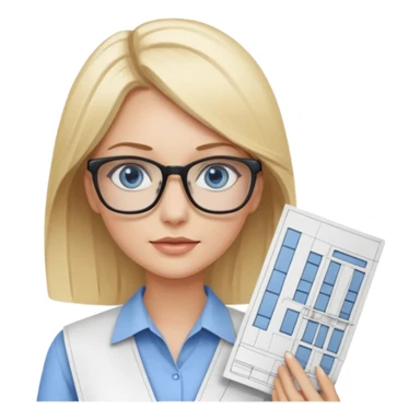 Blonde avec yeux bleus qui est architecte , cheveux lisses sticker