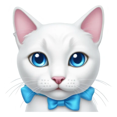 white cat with a pink bow and blue eyes sticker