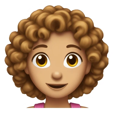 Girlfriend who has brown curly hair tan skin and big brown eyes happy with a whew and excited face sticker