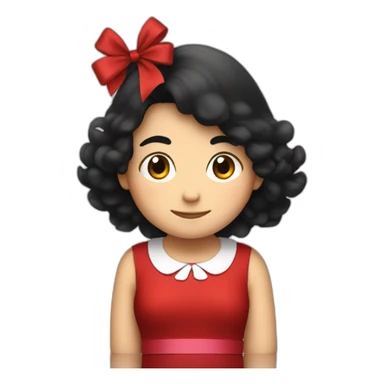 Mafalda girl red dress anda ribbon sitting sticker