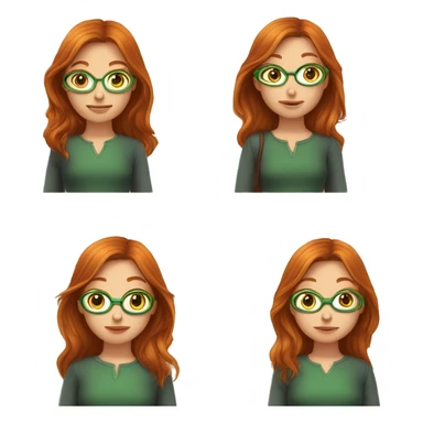 une fille rousse avec les yeux verts lunette cheveux queue cheval sticker