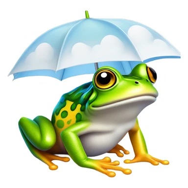 rainbow frog under a cloud umbrella  sticker