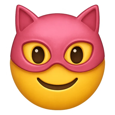 yellow face with pink cat mask emoji, digital illustration sticker