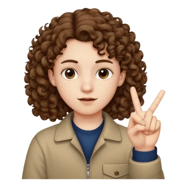 Pale young teenager with curly brown hair giving middle finger sticker