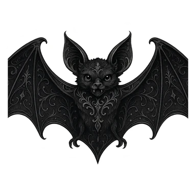 goth object, bat with silver accents, mysterious sticker