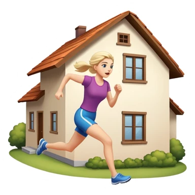 Woman running very fast out of house sticker