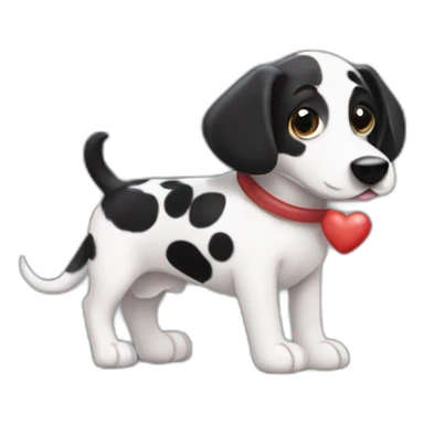 Perro salchicha mini muy tierno con pelaje negro de dalmata y un corazón  sticker