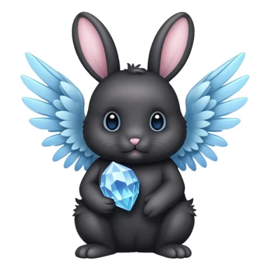 Black bunny with wings and cristals sticker