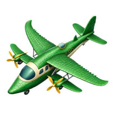 Hace una emoji de un cocodrilo que sea un avion sticker