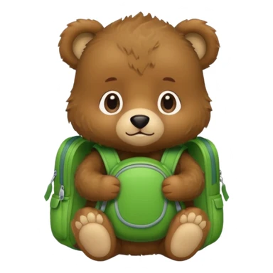 baby bear wear green backpack sticker