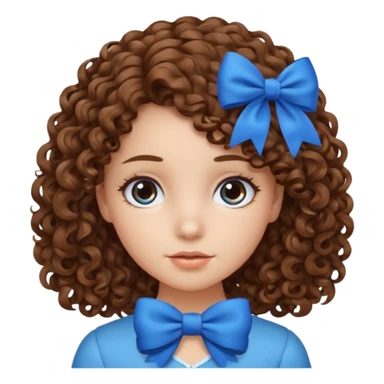 girl with curly hair blue bow sticker