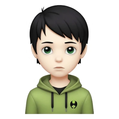 boy alien with black hair emo sticker