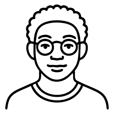 Make the Black person look younger while keeping the hand drawn outline style with no fill and no background. sticker