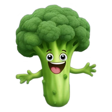 Happy broccoli jumping on a trampoline sticker