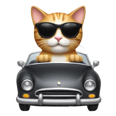 Cat with sunglasses driving car sticker
