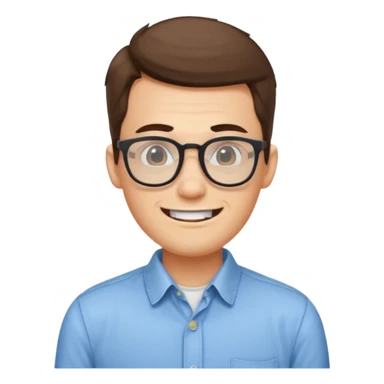 nerdy developer with glasses and prominent teeth, simple, clear emoji style sticker