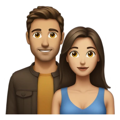 A brunette woman with an brunette man  sticker