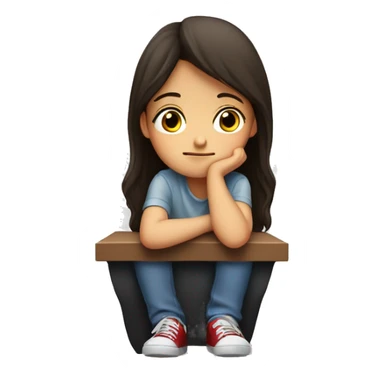 sad brunette, ￼girl sitting in the corner sticker