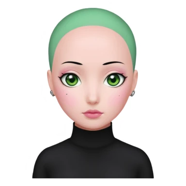 pink green black bald no face girl eyeballs sticker