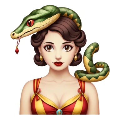 Vintage circus snake charmer sticker