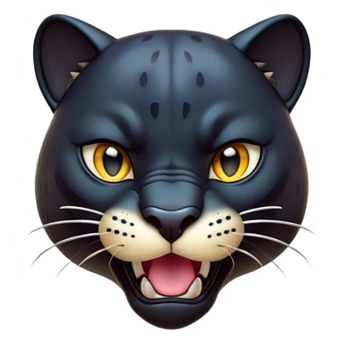 Cinematic Comical Panther Portrait Emoji, Head tilted dramatically with an exaggeratedly shocked expression, featuring a sleek, muscular body with wide, comically expressive eyes full of humorous disbelief, Simplified yet hilariously expressive features, highly detailed, glowing with a slightly sassy dark glow, high shine, dramatic yet playful, stylized with an air of quirky feline attitude, soft glowing outline, capturing the essence of a meme-worthy panther that looks ready to side-eye its way into viral fame! sticker
