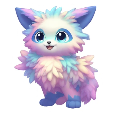 Shiny Sparkly Colorful Fluffy beautiful fantasy Kawaii Ethereal Anthro Sona Fakemon-animal Full Body sticker