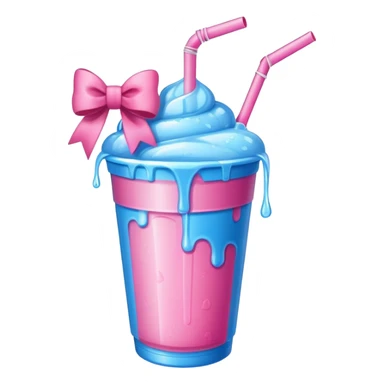a blue icee with a pink bow on the straw sticker