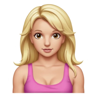 Britney Spears with long blonde hair, pink crop top sticker