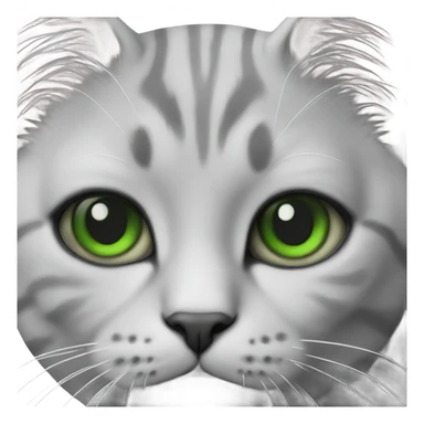 a realistic cat light grey with line grey with green eye, sticker