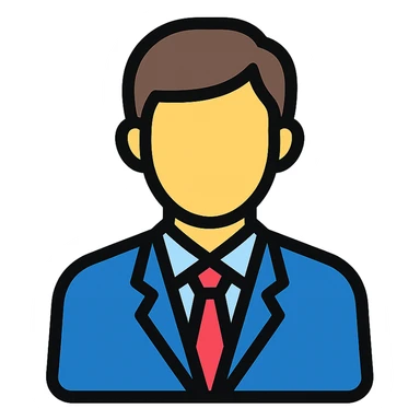 business man icon, simple and professional, colored sticker