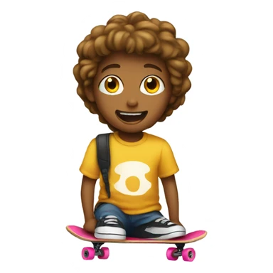Skateboard emoji with a kid on it sticker