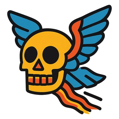 flying skull sticker